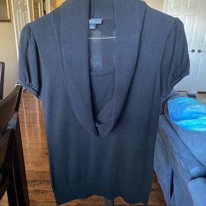 Cowl neck short sleeve sweater top